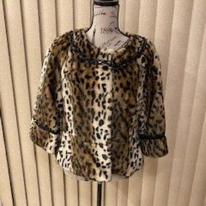TERRY LEWIS FAUX FUR ANIMAL PRINT EMBELLISH JACKET
